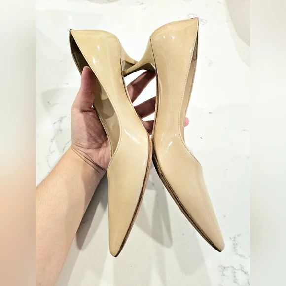 Jimmy Choo Nude Patent Kitten Heel Pumps - Picture 5 of 14